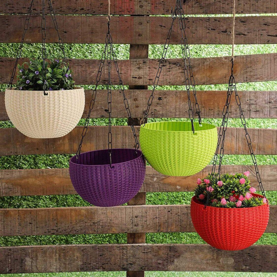 Metal Chain Hanging Baskets ( Pack of 4 )