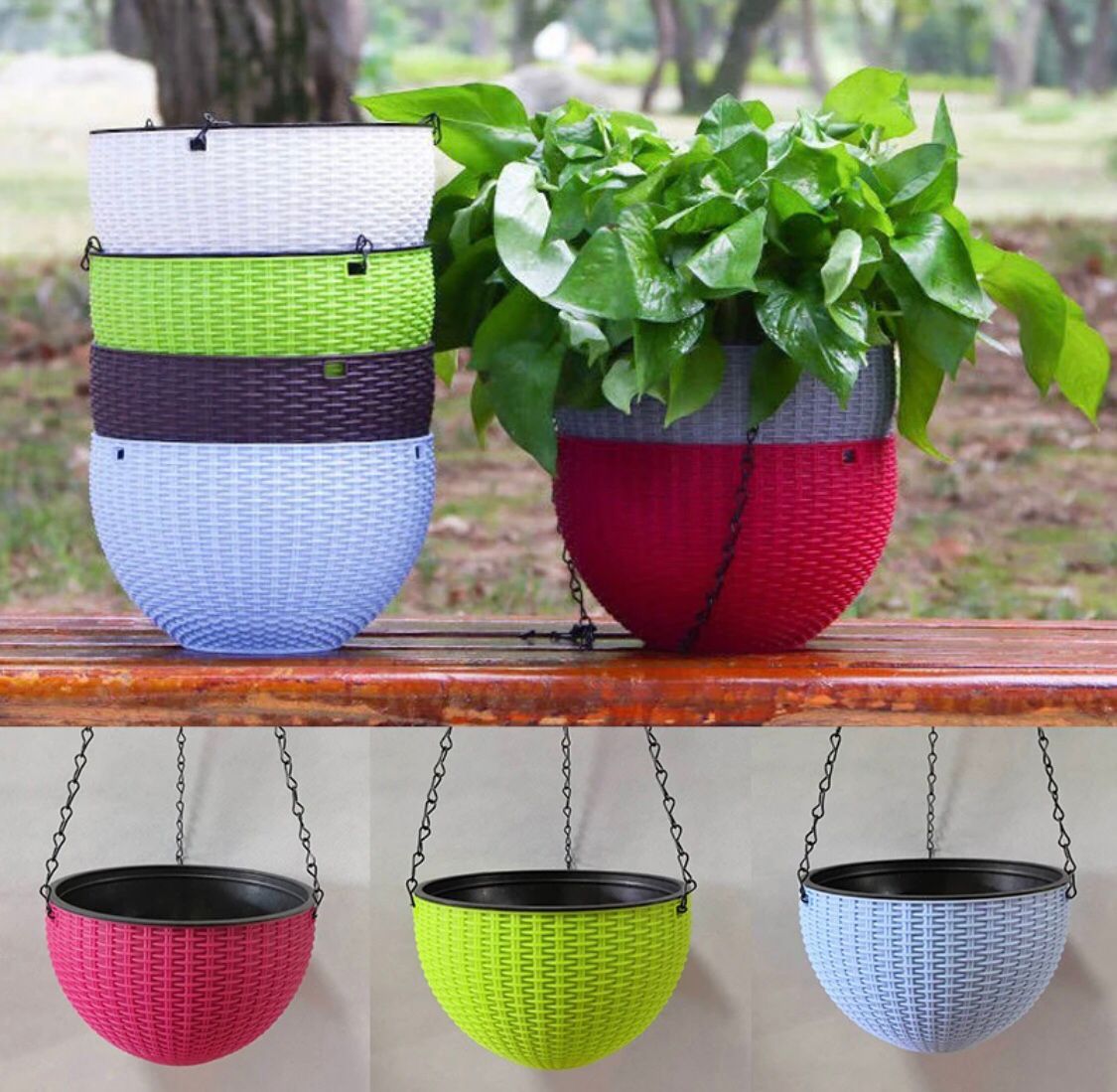 Metal Chain Hanging Baskets ( Pack of 4 )
