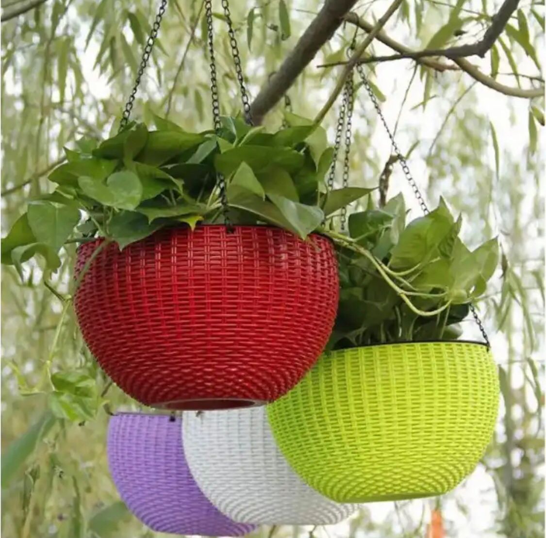Metal Chain Hanging Baskets ( Pack of 4 )