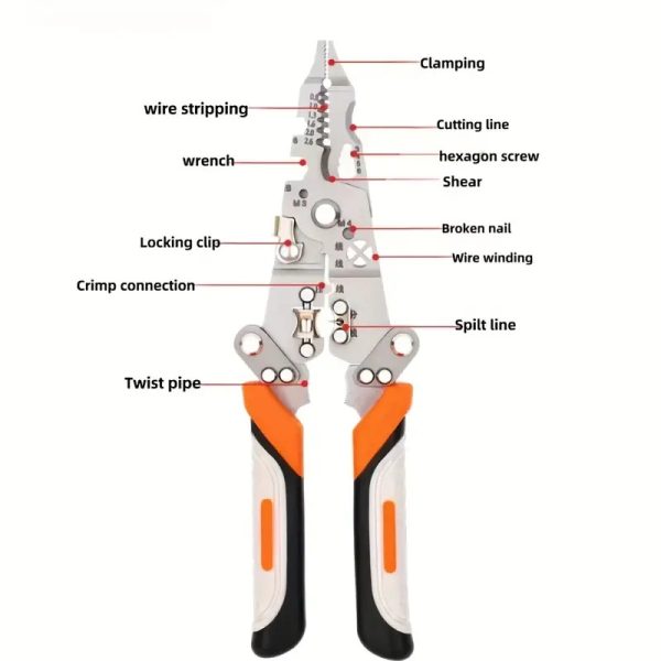 Foldable 8-in-1 Wire Stripping & Cutting Multi-tool